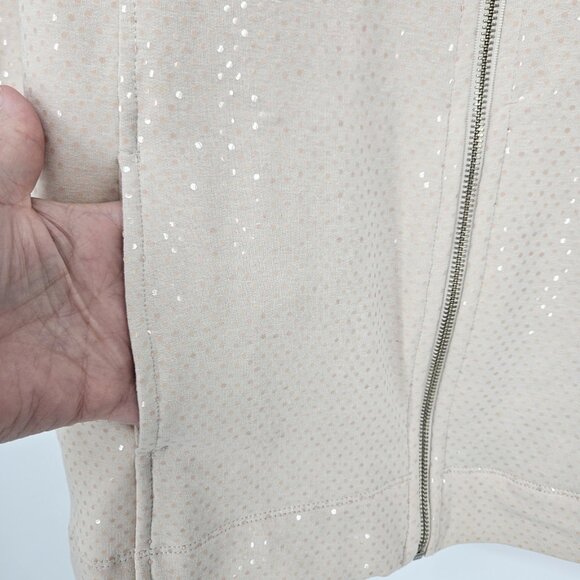 Susan Graver Vest Womens 1X Beige Sequin Zip Sleeveless Pockets Sparkle Bling - Picture 6 of 11